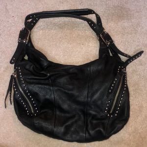 B Makowsky Black Leather Studded Purse